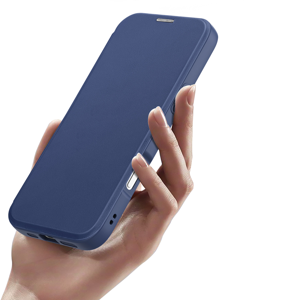 Чехол книжка синего цвета с поддержкой MagSafe от Dux Ducis для iPhone 17 Pro, серия Skin X Pro Series Case
