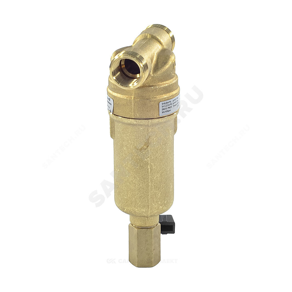 Фильтр сетчатый T-образный латунь Ду 20 Ру25 Тмакс=80 oC G3/4" НР FF06 с краном Honeywell-Braukmann FF06-3/4"AAM