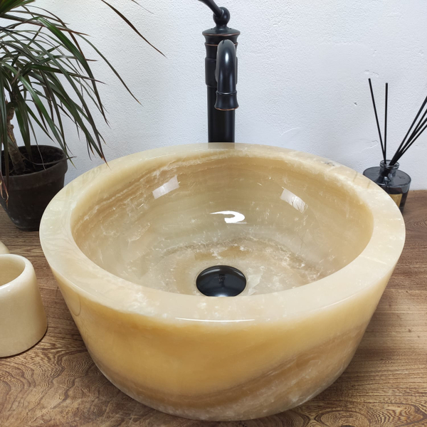 Раковина из оникса Drum Yellow Small DO-60971 40x40x16 из натурального камня