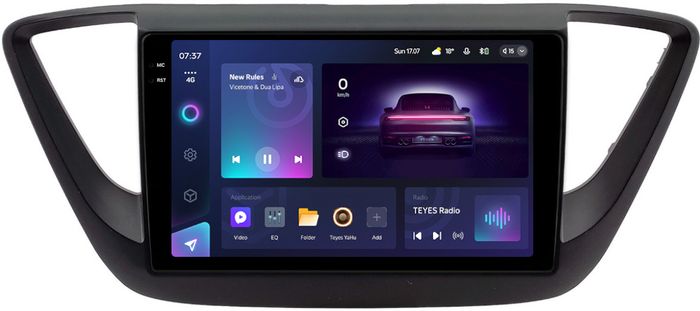 Магнитола для Hyundai Solaris 2 2017-2020 (штатная КЗВ, рамка черная матовая) - Teyes CC3-2K монитор 9.5" 2K QLED на Android 10, Быстрая, CarPlay, 4G SIM-слот