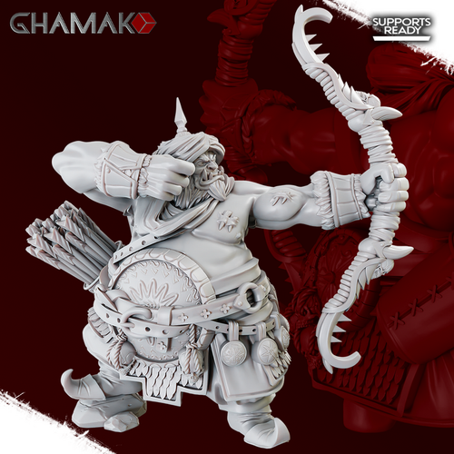 Grand Alliance Destruction Ogor Mawtribes Ogre Kingdoms Ogor Gluttons Воин огр №4 с луком миниатюра для dnd, днд, pathfinder, фентези, Настольная игра, НРИ, Варгейм, РПГ