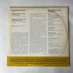 Винтажная виниловая пластинка LP Joseph Haydn Йозеф Гайдн, Симфония Sinfonie Nr. 44, 45 (Германия 1969)