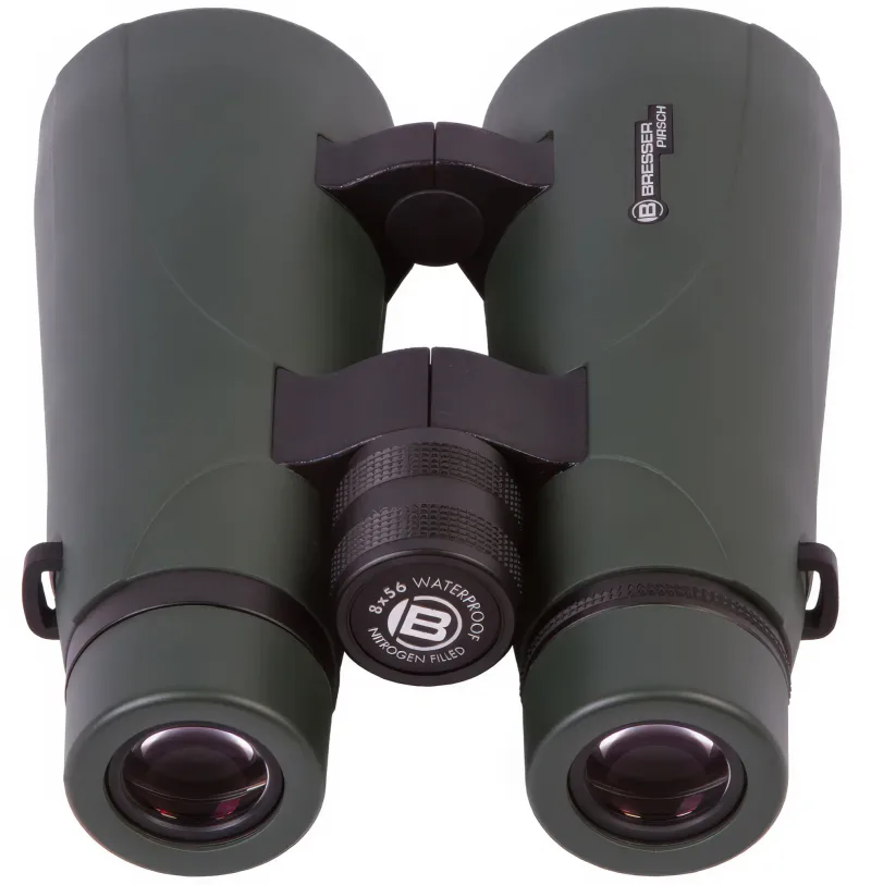 Бинокль Bresser Pirsch 8x56 - вид спереди, крышки объектива