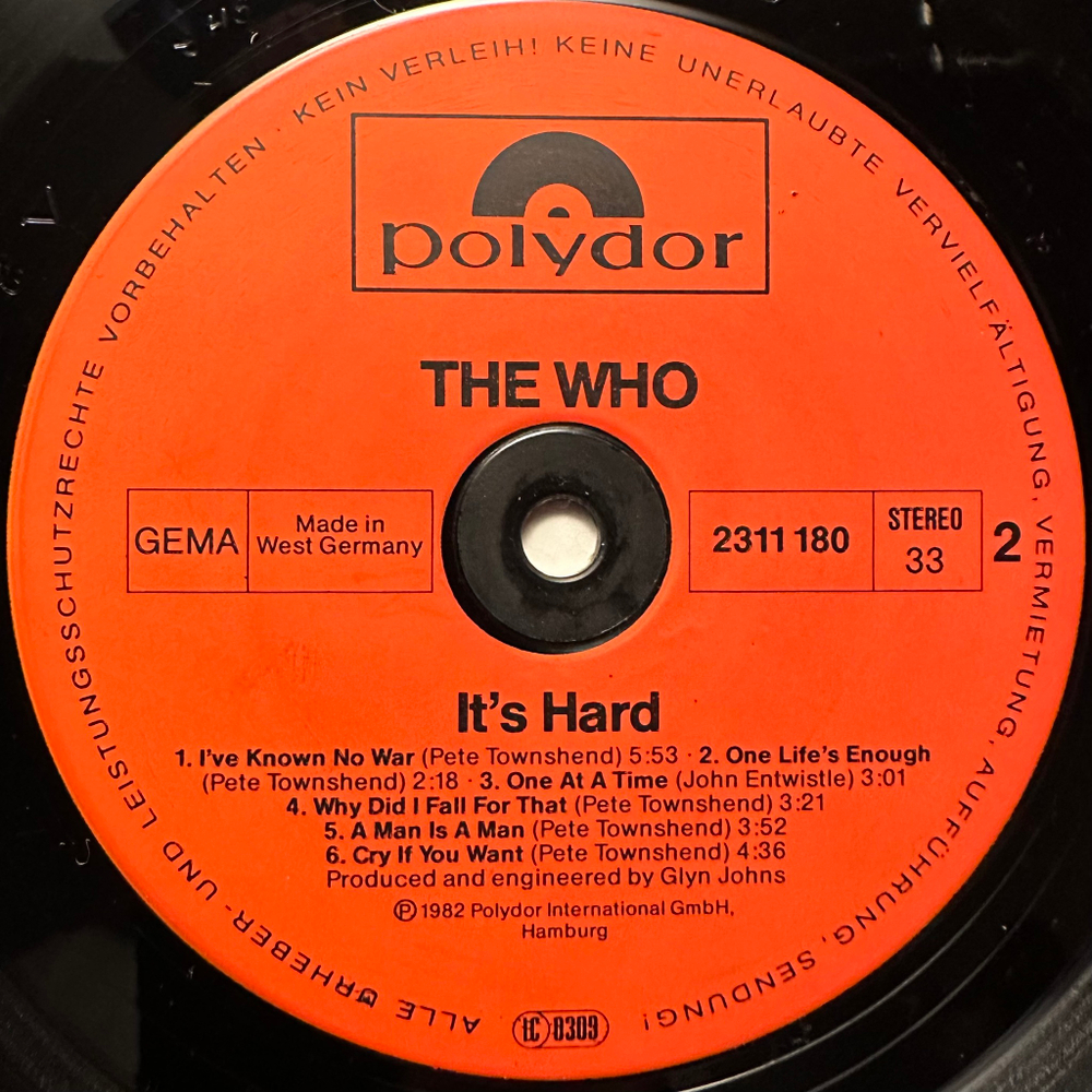 The Who - It's Hard (Германия 1982г.)