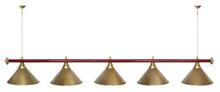 Лампа STARTBILLIARDS 5 пл. (плафоны золотые,штанга хром,фурнитура золото)