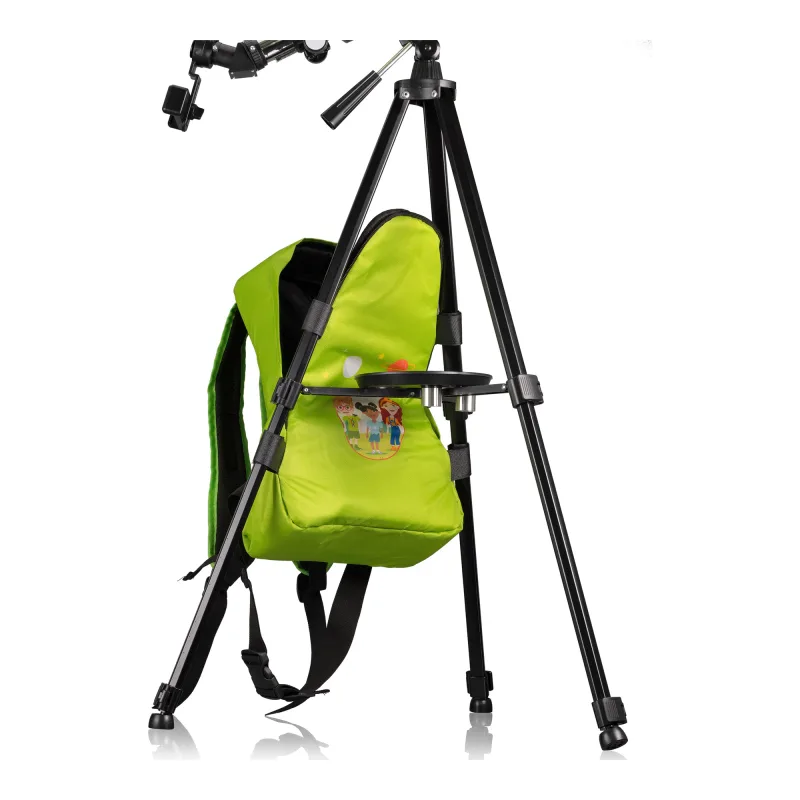 Телескоп BRESSER JUNIOR 70/400 в зеленом рюкзаке (8850610B4K000) - зеленый рюкзак, закрепленный на штативе
