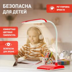 Настольный светильник ЭРА NLED-447-9W-R светодиодный красный | Светодиодные настольные лампы