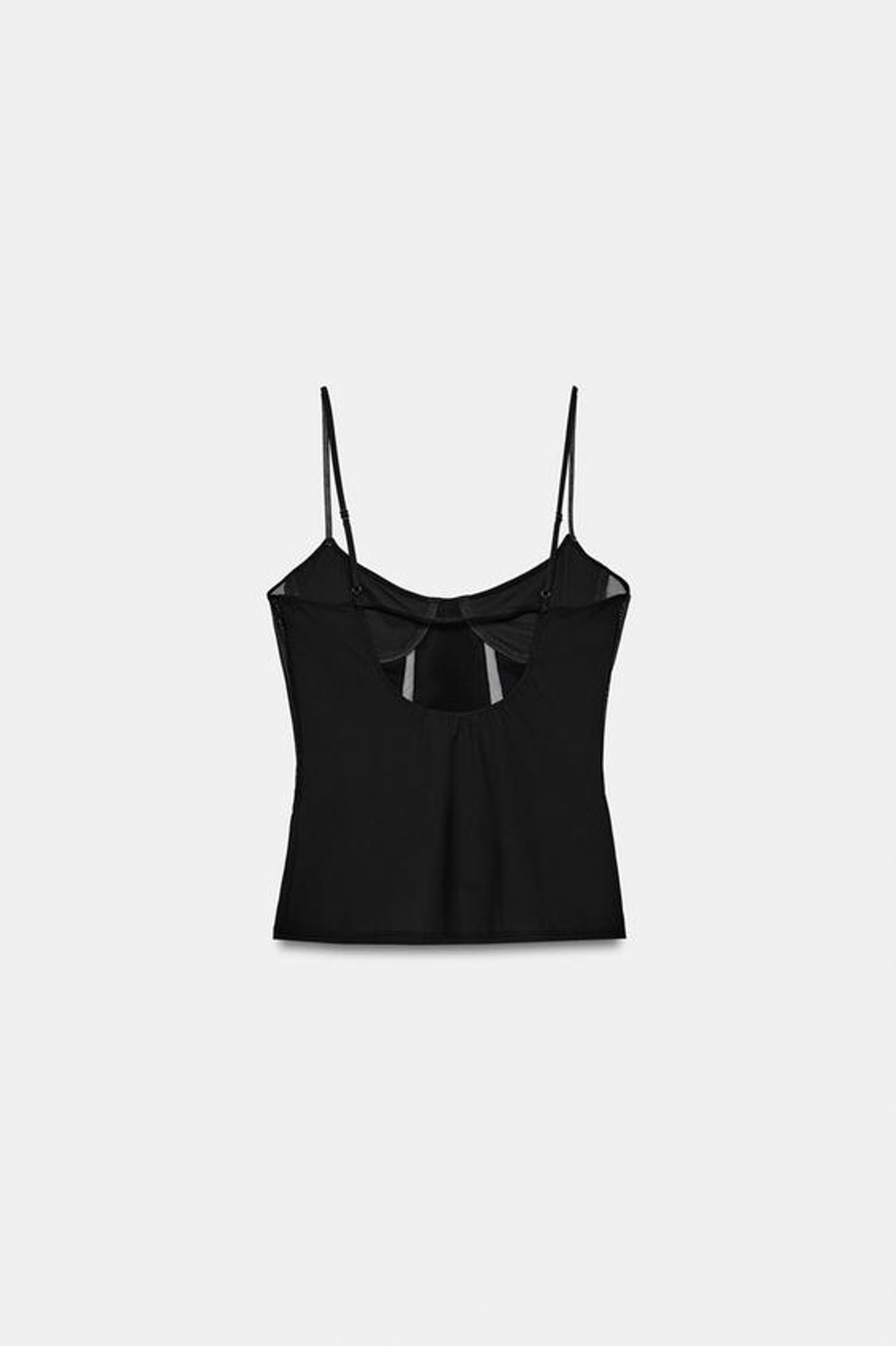 ZARA КОМБИНИРОВАННЫЙ ТОП НА БРЕТЕЛЯХ, ЧЕРНЫЙ