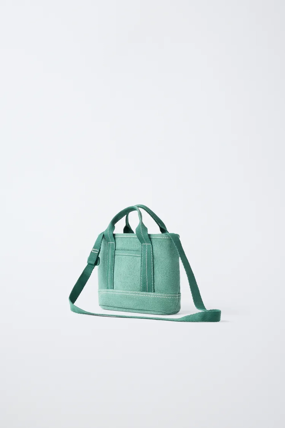 ZARA МИНИ-СУМКА-ШОПЕР, ЗЕЛЕНЫЙ