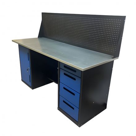 Цена на Great Wolf (GWT-V1800B1) Верстак инструментальный двухтумбовый, 4 ящика, тумба с дверью, экран, 1800x700