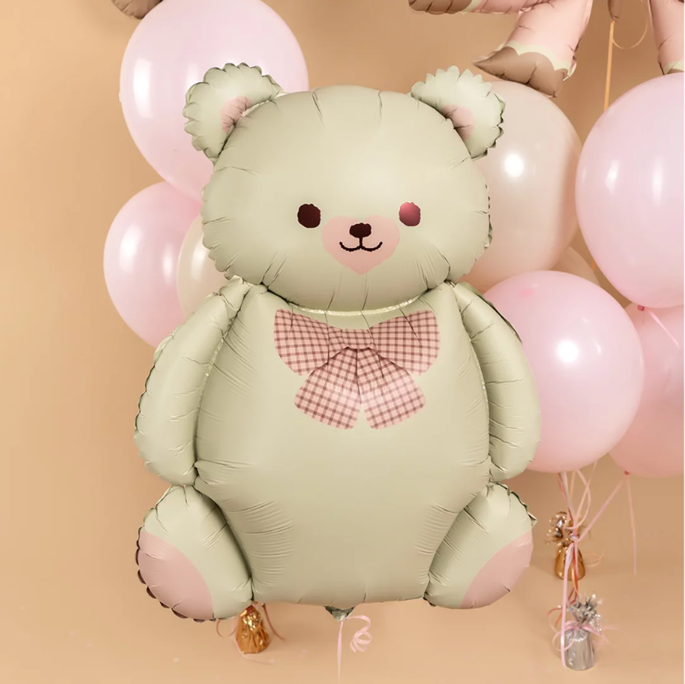 Фигура Мишка с бантом, Бежевый/Розовый, Сатин 35" Fl