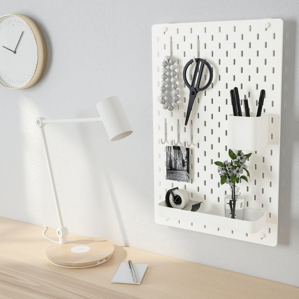 IKEA SKÅDIS  (ИКЕА СКОДИС)  -  Перфорированная панель комбинация - белая 36x56 см