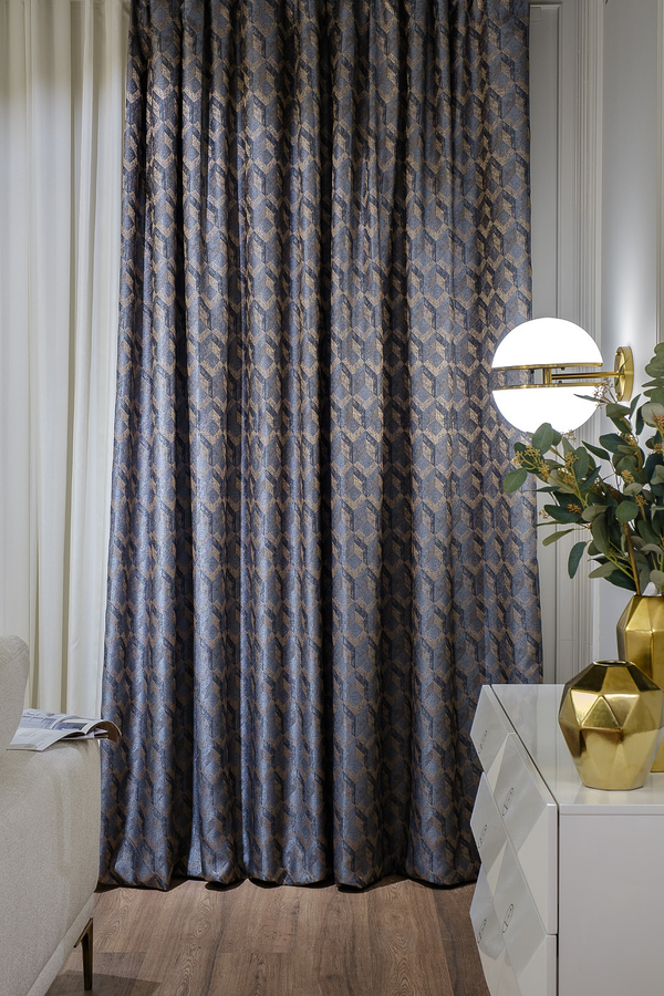 Ткань Портьера 275x260 Garda Decor Modena голубая Голубой