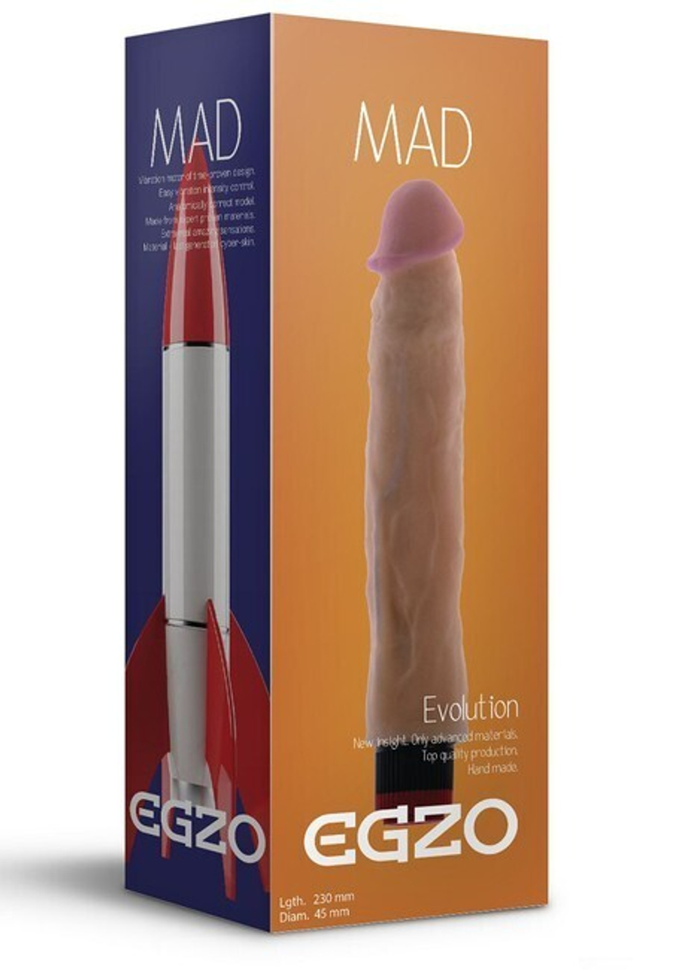 Реалистичный мультискоростной вибратор без мошонки Mad Rocket - 23 см. (Цвет: телесный)