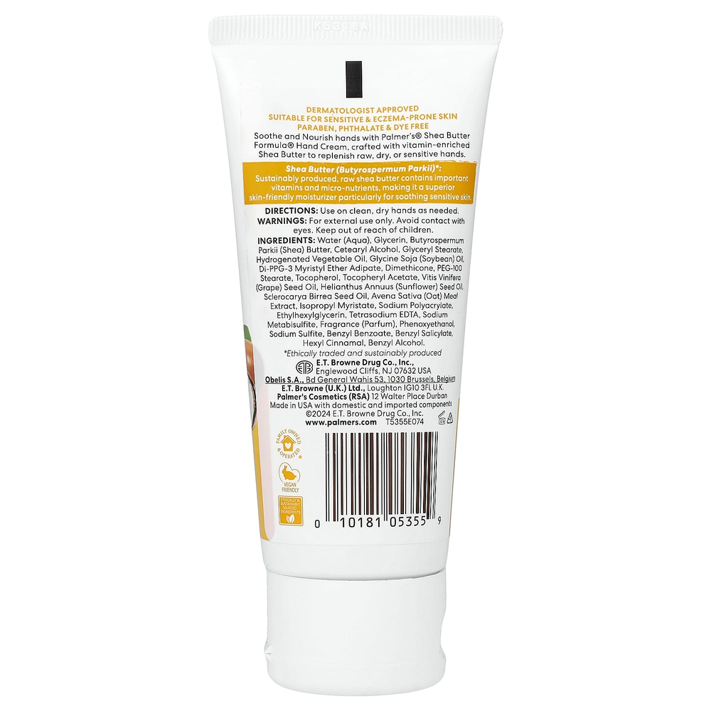 Palmer's, Shea Butter Formula®, крем для рук с витамином E, ваниль, 96 г (3,4 унции)