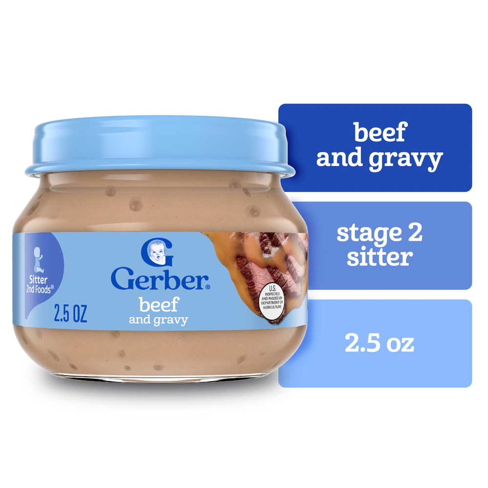 Gerber, 2nd Foods®, говядина с подливой для малышей, умеющих сидеть, 71 г (2,5 унции)