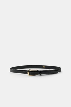 ZARA РЕМЕНЬ ИЗ 100% КОЖИ С ПРЯЖКОЙ, ЧЕРНЫЙ