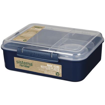 Контейнер со съемными разделителями 1.65л Sistema Bento Box Renew синий