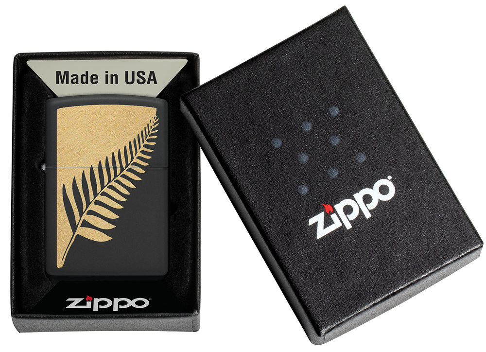 Зажигалка ZIPPO Zen Flora Design с покрытием Black Matte, латунь/сталь, черная, матовая, 38x13x57 мм