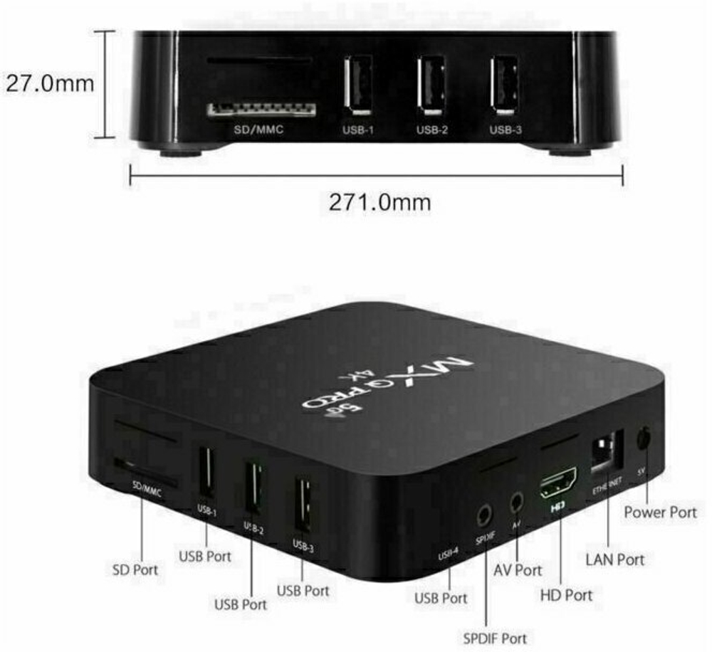 Смарт ТВ приставка и мультимедиа плеер на Android Smart TV Box MXQ PRO 4K (RAM1/ROM8Гб) 5G