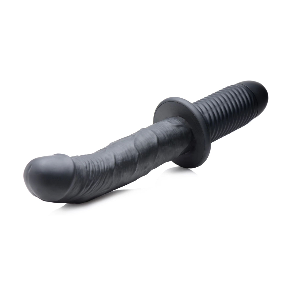Черный вибратор The Large Realistic 10X Silicone Vibrator with Handle - 30,5 см. (Цвет: черный)