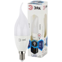 Лампа светодиодная ЭРА STD LED BXS-9W-840-E14 9Вт свеча на ветру нейтральный белый свет Е14 | Лампы cветодиодные Свеча (B/C)