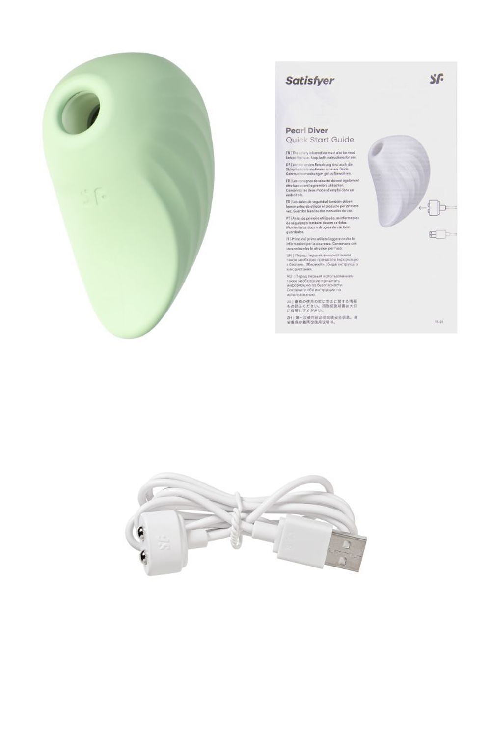 Салатовый вакуум-волновой стимулятор клитора Satisfyer Pearl Diver (Цвет: салатовый)