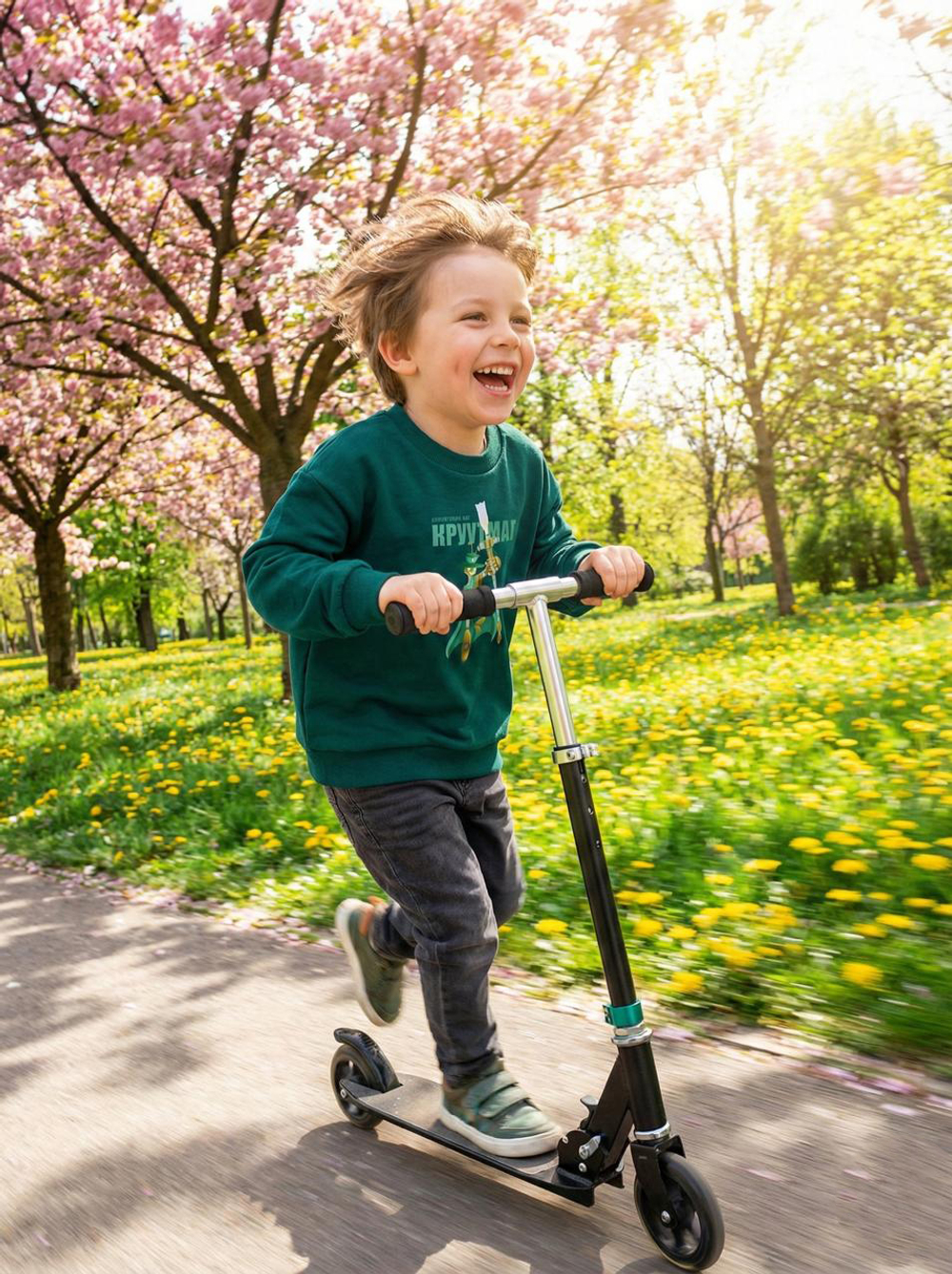 Свитшот детский CROOT Basic Oversize для мальчика, темно-зеленый, хлопок
