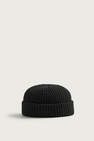 ZARA КОРОТКАЯ ШАПКА БИНИ ИЗ ХЛОПКОВОГО МИКСА, ЧЕРНЫЙ