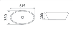 Раковина накладная CeramaLux 61.5 см 7811AMDH-2