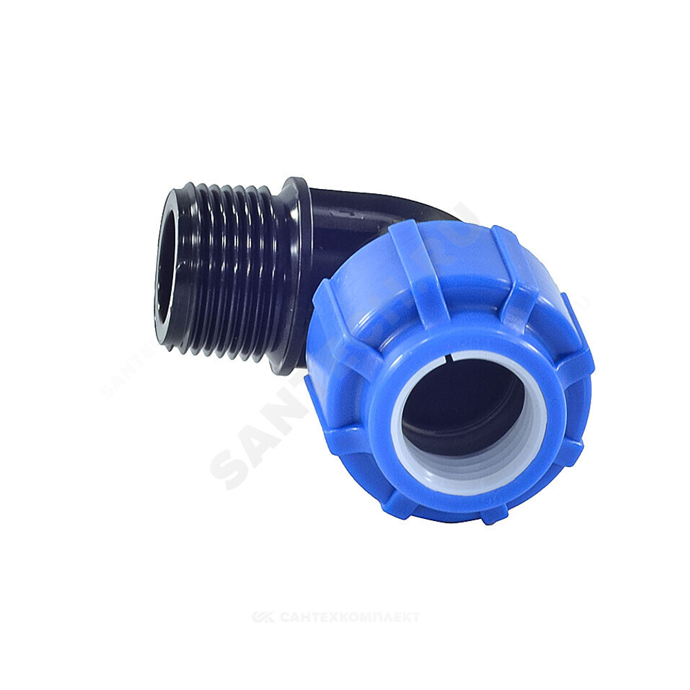 Отвод компрессионный ПЭ Дн 50х1 1/4"х90гр НР Ру16 ТПК-АКВА 50015114