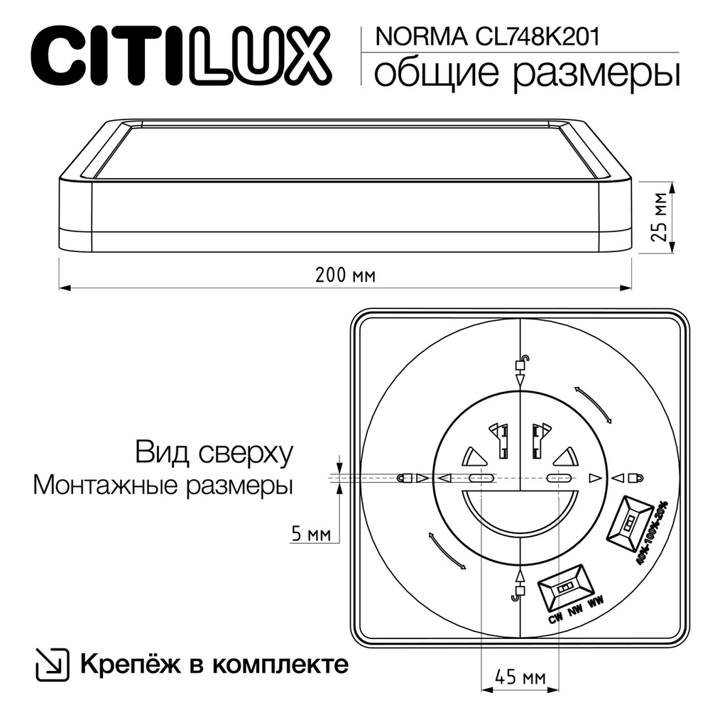 Потолочный светодиодный светильник Citilux NORMA CL748K201