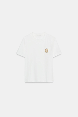 ZARA ФУТБОЛКА С МЕТАЛЛИЧЕСКОЙ ОТДЕЛКОЙ, БЕЛЫЙ