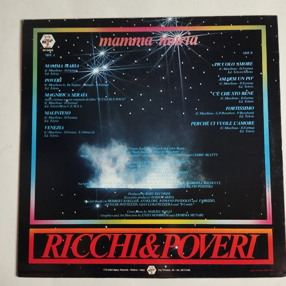 Винтажная виниловая пластинка LP Ricchi and Poveri Mamma Maria (Italy 1982)