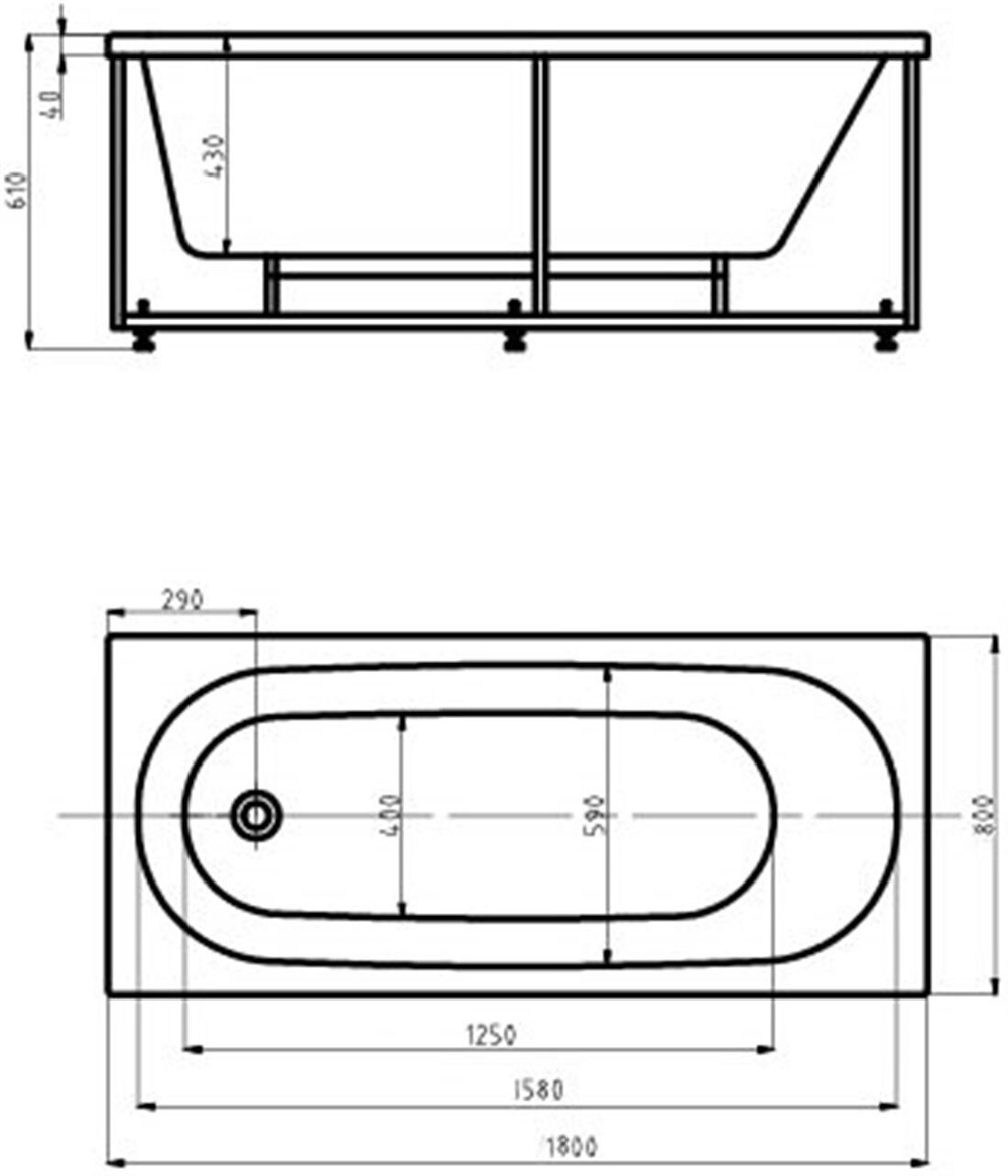 Акриловая ванна Aquatek Оберон 180x80