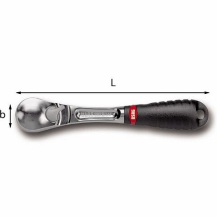 237 B 1/4  Трещотка со скрытым механизмом 1/4", 72 зуба, длина 120 мм, USAG (Италия)