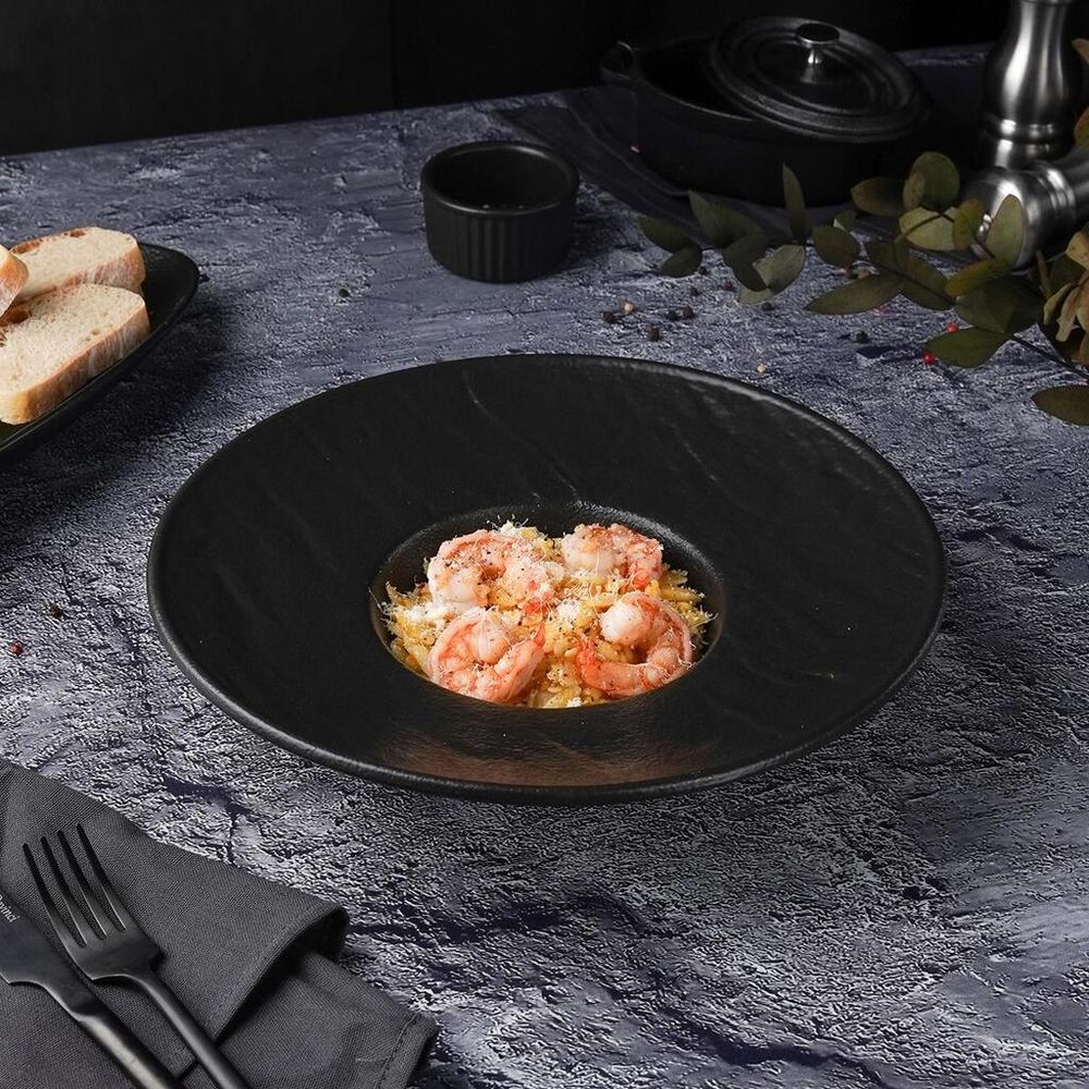 Тарелка глубокая 240 мл d 27 см h5,5 см для пасты/салата Black Raw Stellar P.L. Proff Cuisine [1]
