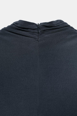 ZARA ПЛАТЬЕ МИДИ СО СБОРКАМИ И ПОДПЛЕЧНИКАМИ, СЕРЫЙ