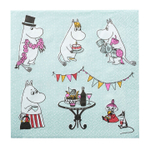 Салфетки бумажные Moomin, Праздник муми-троллей, светло-зеленого цвета 33х33 см, 20 салфеток (из Финляндии)