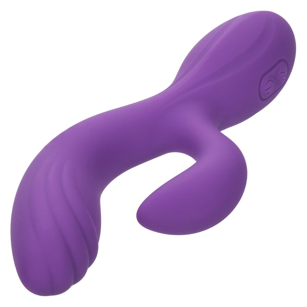 Фиолетовый вибромассажер-кролик Stella Liquid Silicone “C” Curve - 19 см. (Цвет: фиолетовый)