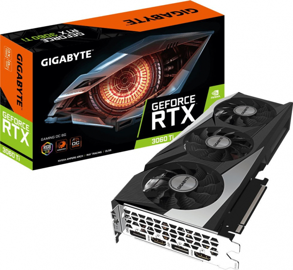 Видеокарта Gigabyte PCI-E 4.0 GV-N306TGAMING OC-8GD 2.0 LHR NV RTX3060Ti 8192Mb 256 GDDR6 1740/14000