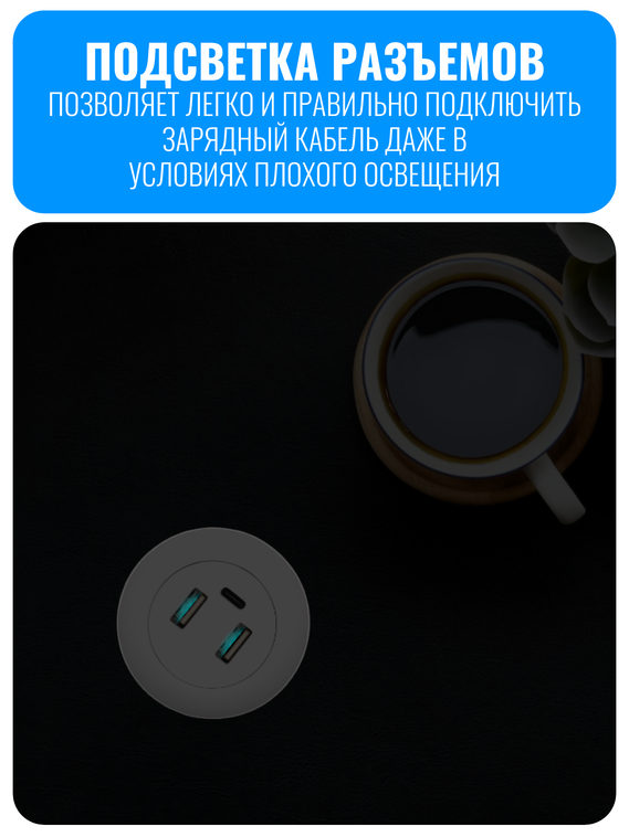 Розетка врезная USB+Type-C Smart Aura