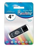 USB флеш накопитель 4 Gb SmartBuy Glossy, USB 2.0, черный, SB4GBGS-K (512764)