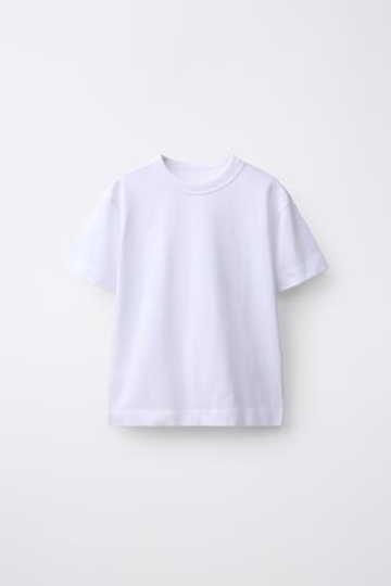 ZARA ОДНОТОННАЯ ФУТБОЛКА HEAVY JERSEY, БЕЛЫЙ