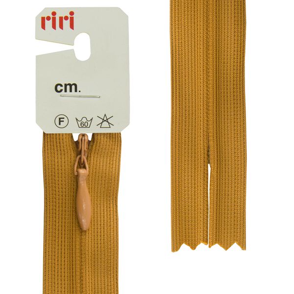 Молния потайная (скрытая) RIRI Т3 (3 мм) 1 зам., н/раз., 22 см, цв.2221, охра, 10 шт