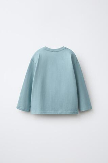 ZARA ФУТБОЛКА С ВЫШИВКОЙ «СЕРДЦЕ», СИНЕВАТЫЙ