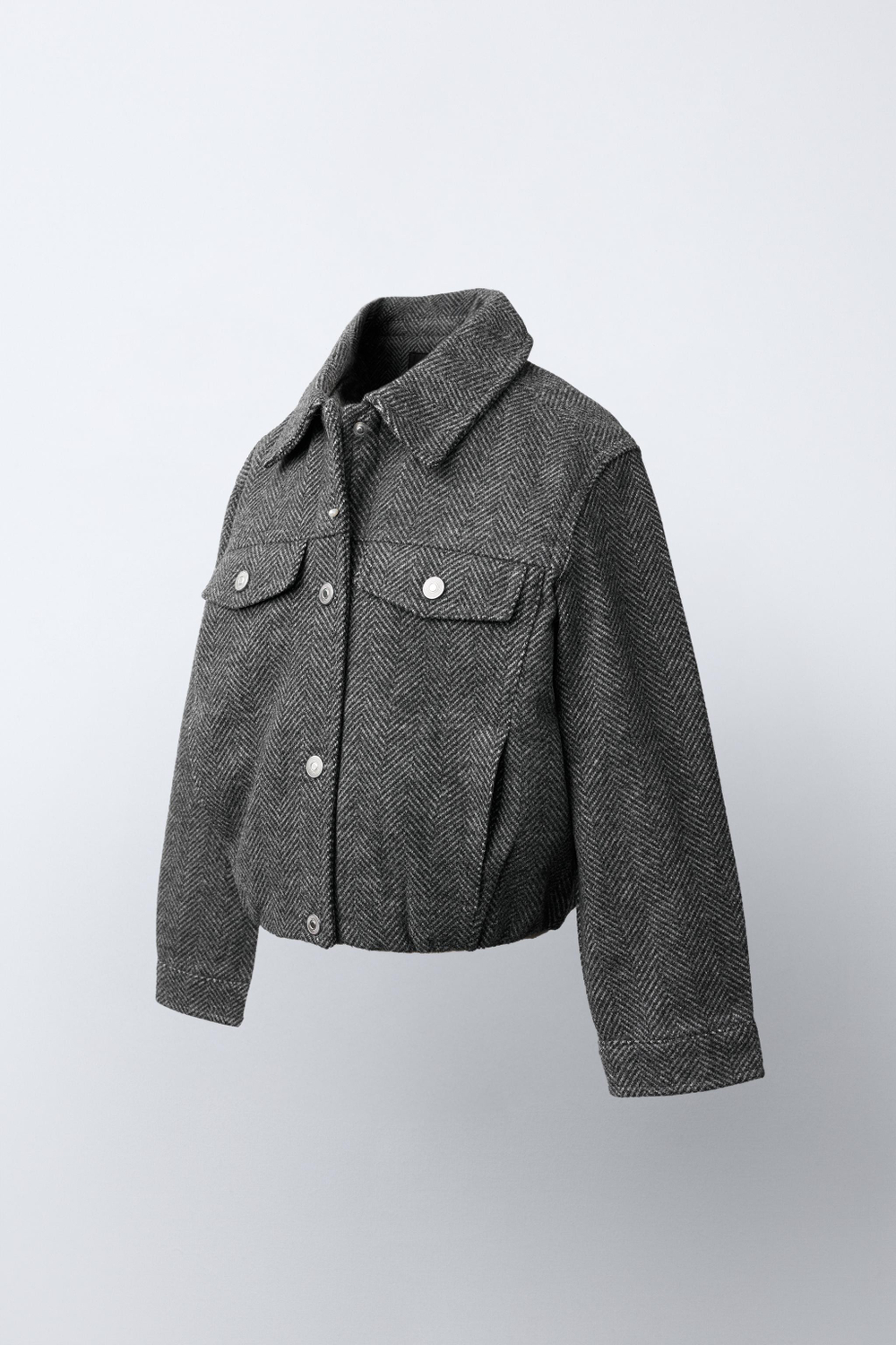 ZARA КУРТКА SOFT С ОБЪЕМНЫМ НИЗОМ, ЧЕРНЫЙ/БЕЛЫЙ
