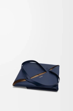 Loewe Сумка-тоут XL Puzzle Fold из блестящей телячьей кожи, темно-синий