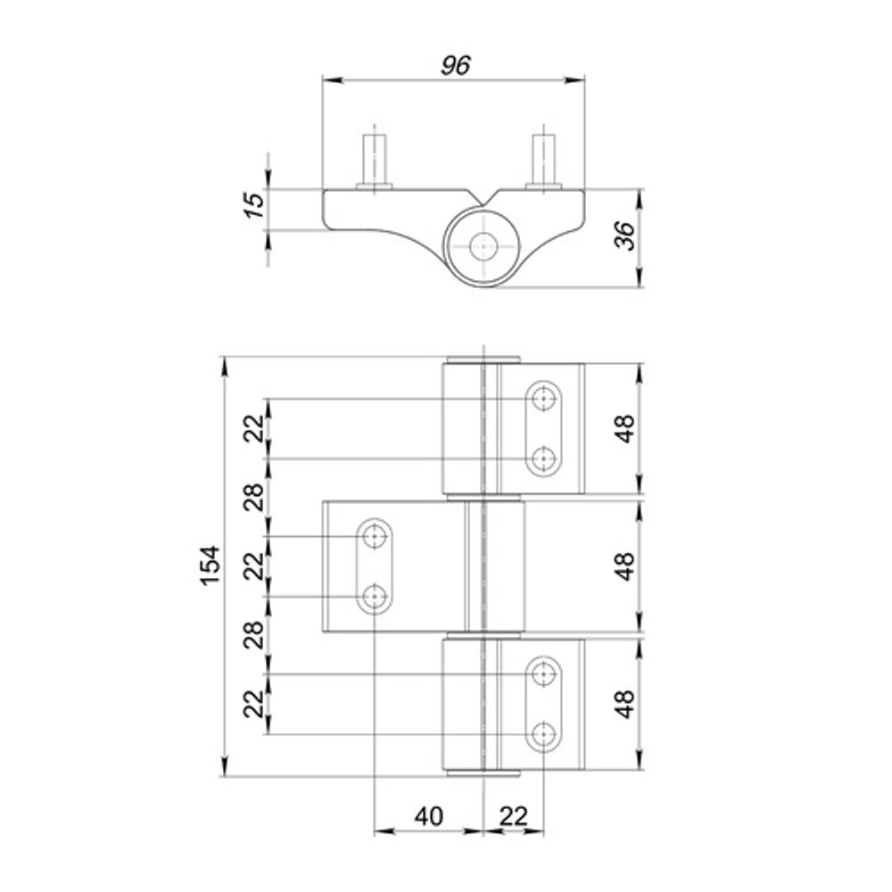 Петля дверная для профильных дверей PUNTO IN-U3-150A-3D RAL 9016 белый АНКЕРНАЯ /65681/