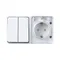 Блок розетка + выключатель двухклавишный IP54 Systeme Electric AtlasDesign Profi54 Белый ATN540174